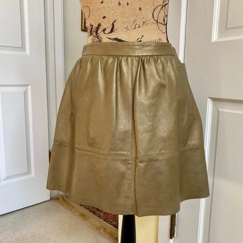 DKNYC NEW Bronze Gold Metallic Leather Skirt Women’s Size 4 NWT